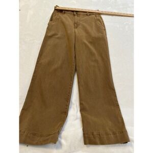Bella Dahl Wide Leg Pants Brown Twill High Rise Trousers Size 25 Tobacco